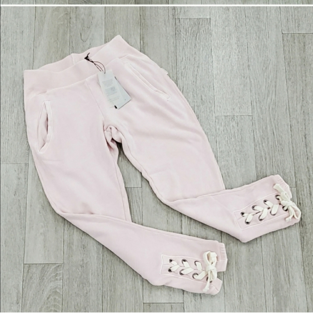 Avocado Pink Track Pants with Lace-Up Detail